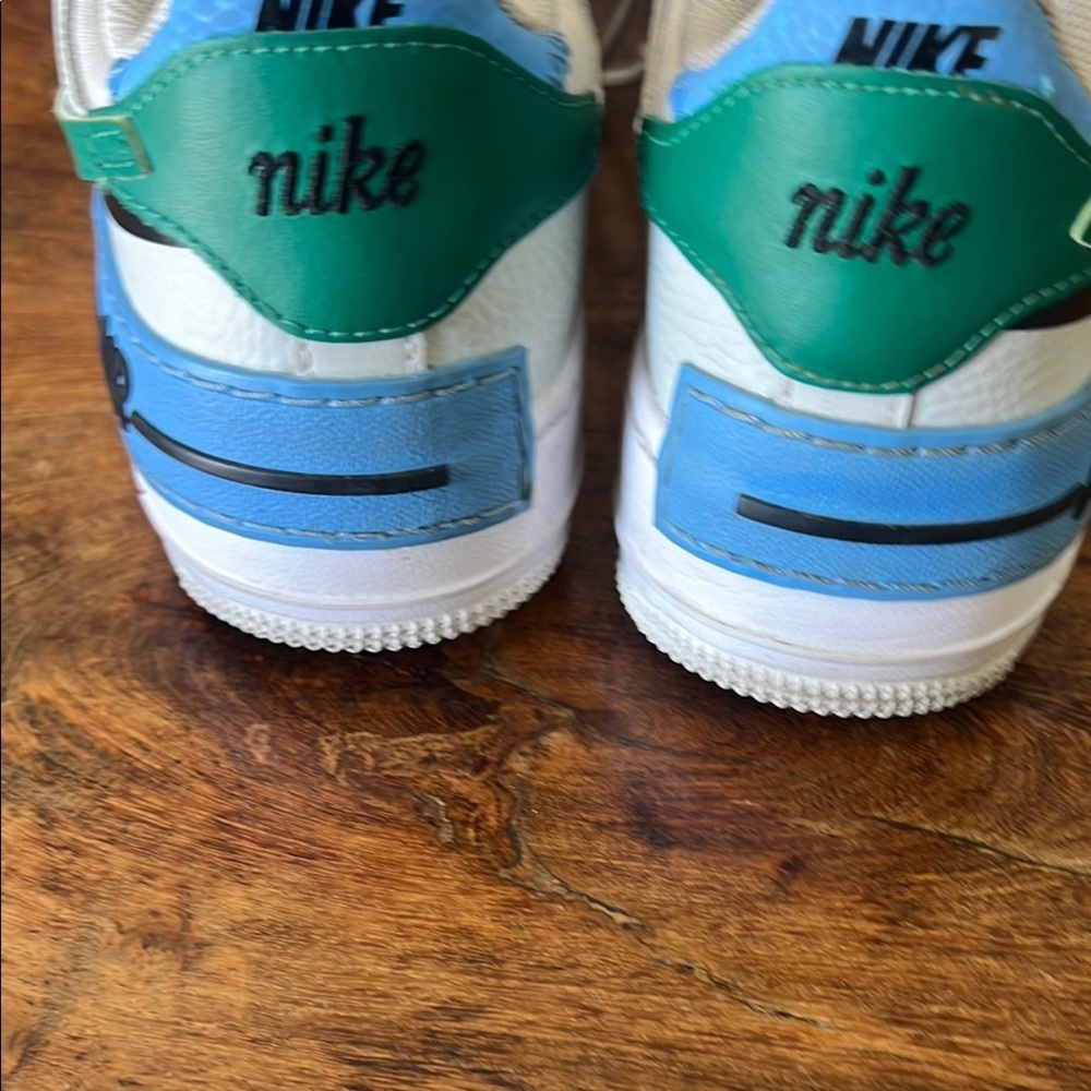 Nike Air Force 1 Sneakers - White, Green, Blue - Picture 7 of 9